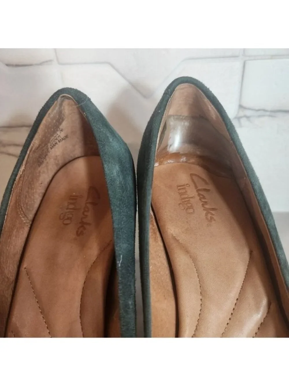 Clarks Indigo Forest Green‎ Suede Platform Pumps Heels 8M 84578